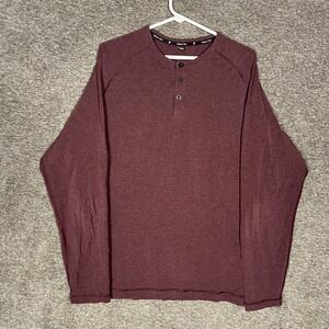 Public Rec 2XL‎ Mens Long Sleeve Henley Shirt Burgundy Pima Cotton Blend Top